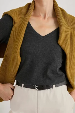 Women Seasalt Cornwall Alighting 3/4 Sleeve V-Neck Jersey Top