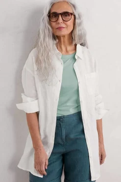 Women Seasalt Cornwall Beach Road Longline Linen Shirt