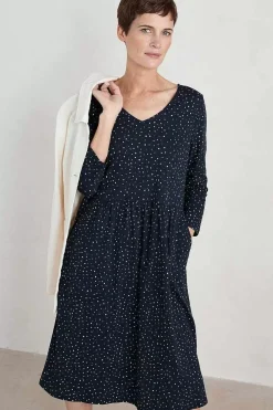 Women Seasalt Cornwall Brush Drawing 3/4 Sleeve Dress