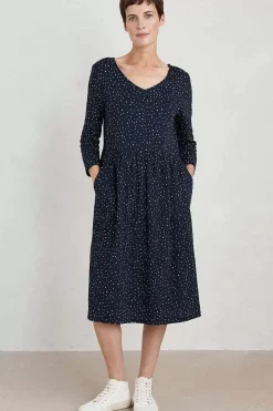 Women Seasalt Cornwall Brush Drawing 3/4 Sleeve Dress