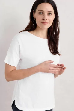 Women Seasalt Cornwall Bryher View Organic Cotton Boat Neck T-Shirt (Gots)