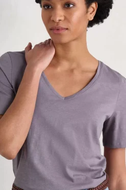 Women Seasalt Cornwall Burdock Organic Cotton V-Neck T-Shirt (Gots)