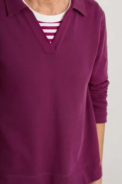 Women Seasalt Cornwall Clear Wing V-Neck Collared Sweatshirt