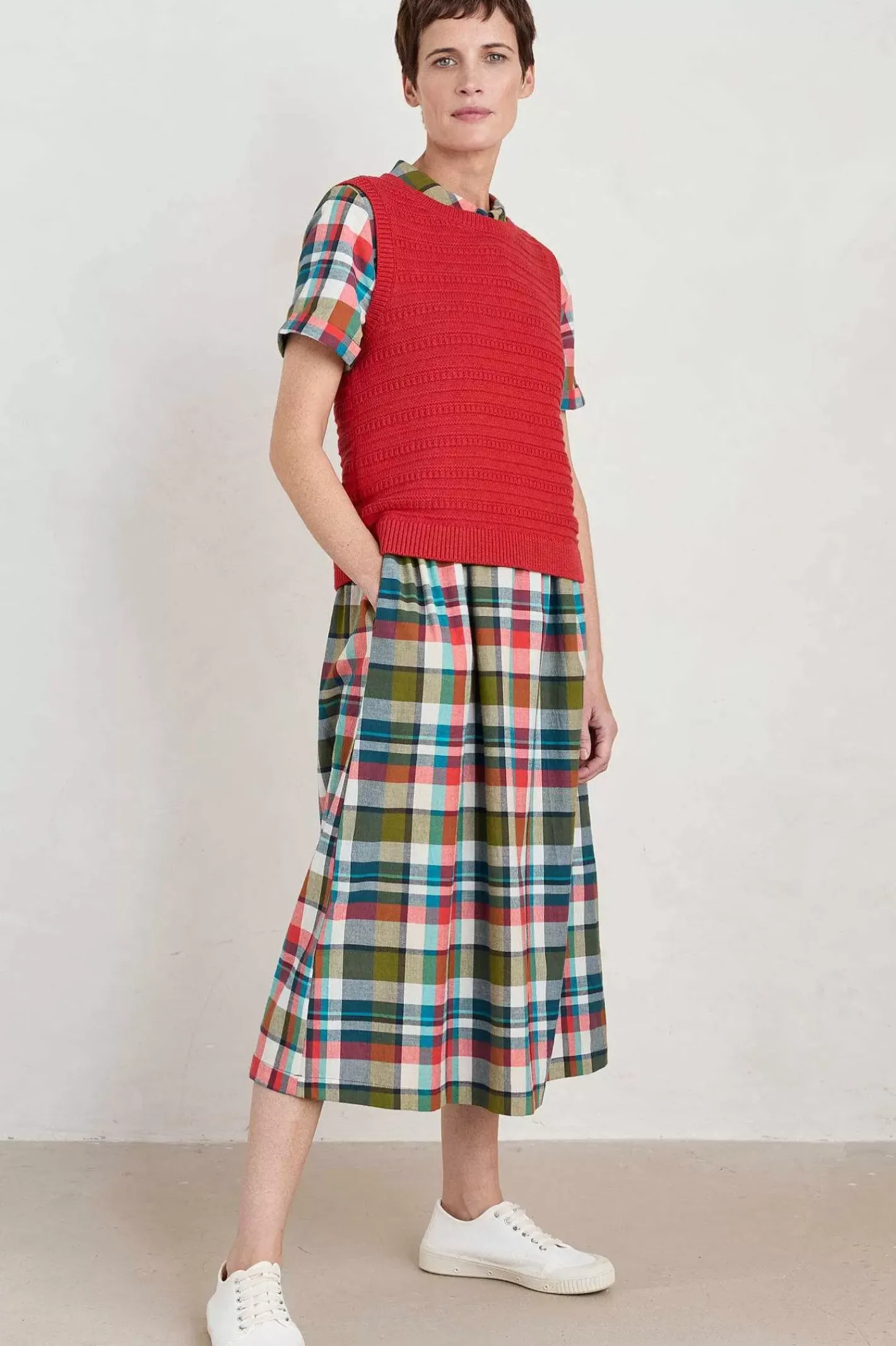 Women Seasalt Cornwall Fleet Checked Midi Dress