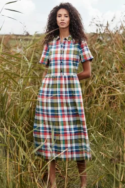 Women Seasalt Cornwall Fleet Checked Midi Dress