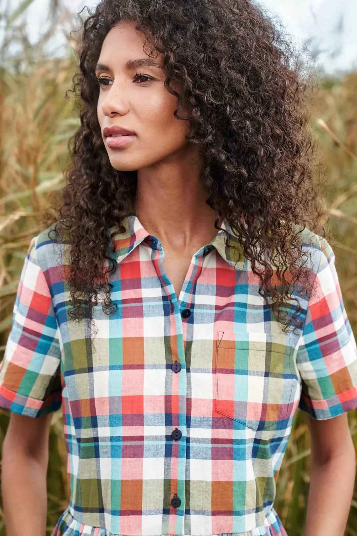 Women Seasalt Cornwall Fleet Checked Midi Dress