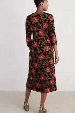 Women Seasalt Cornwall Flower Bud Jersey V- Neck Midi Dress