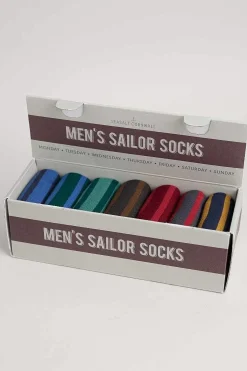 Men Seasalt Cornwall Gift Box Of 7 Men's Sailor Socks