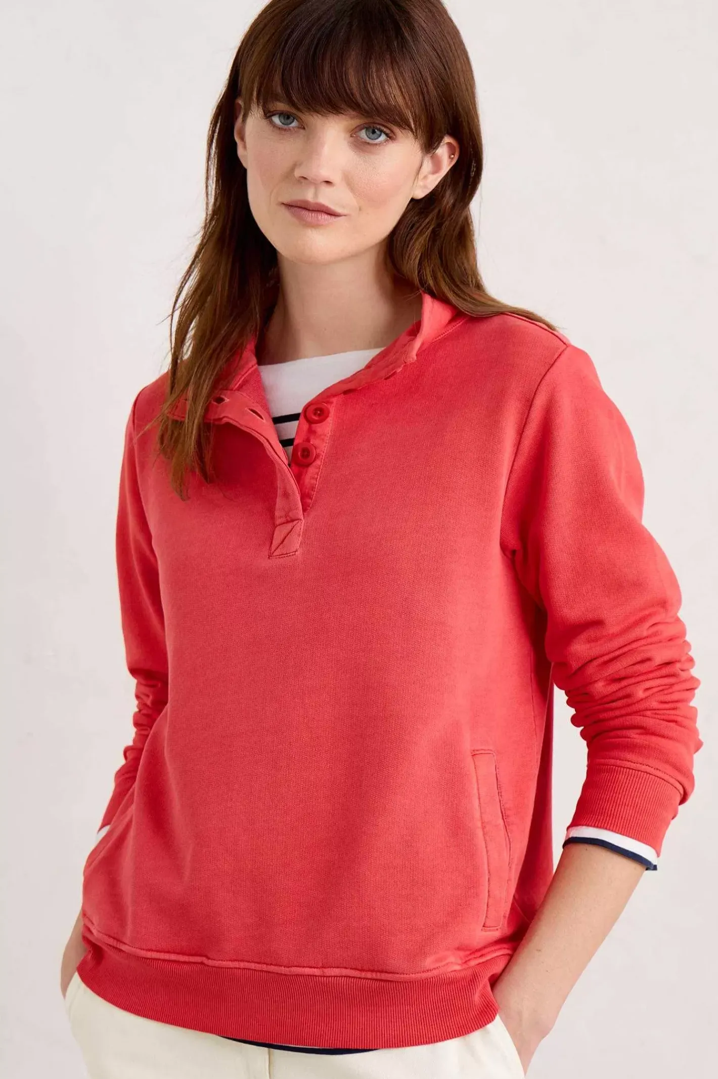 Women Seasalt Cornwall Greenshank Organic Cotton Collared Sweatshirt