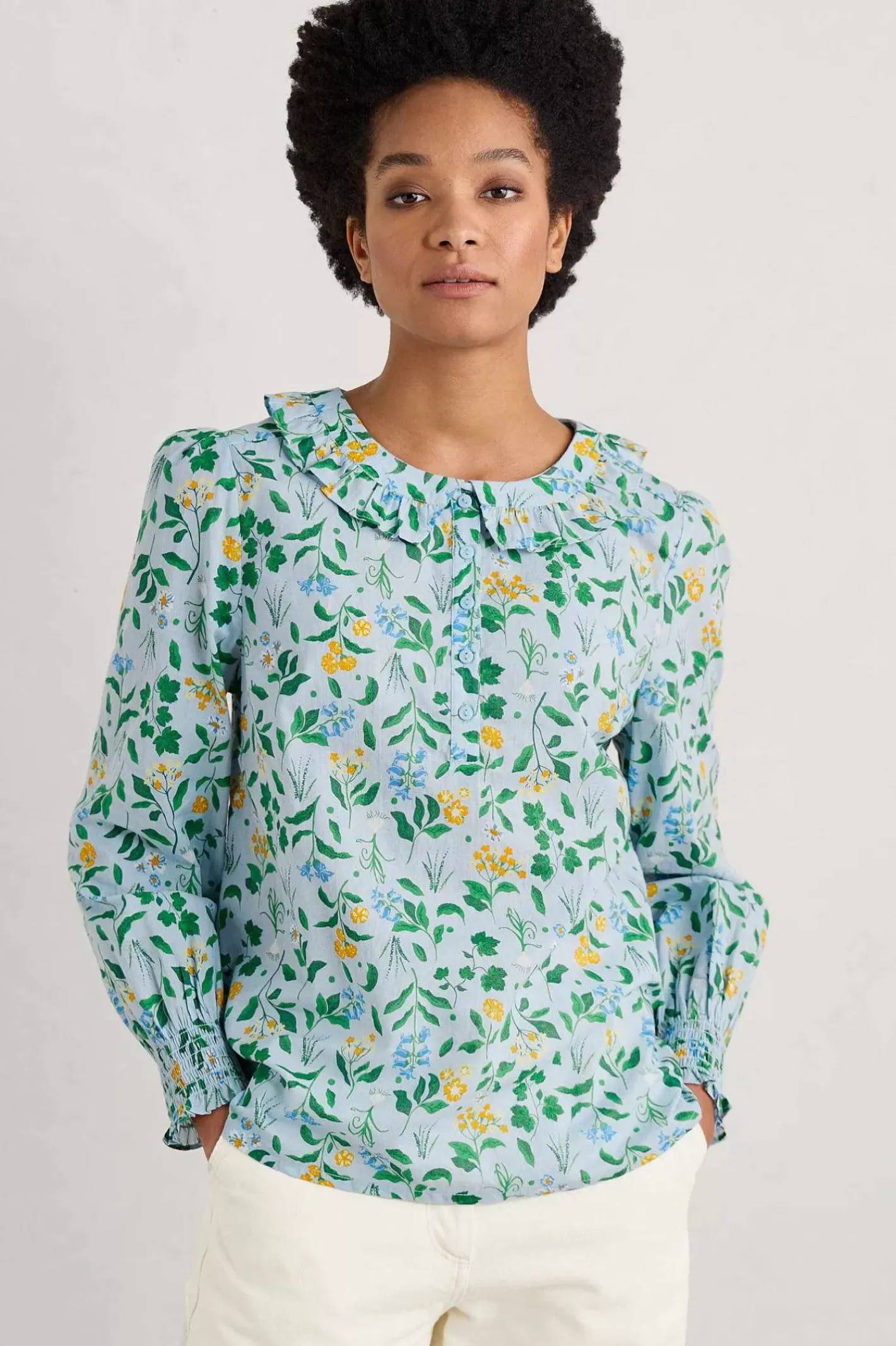 Women Seasalt Cornwall Last Leaf Printed Organic Cotton Top (Gots)