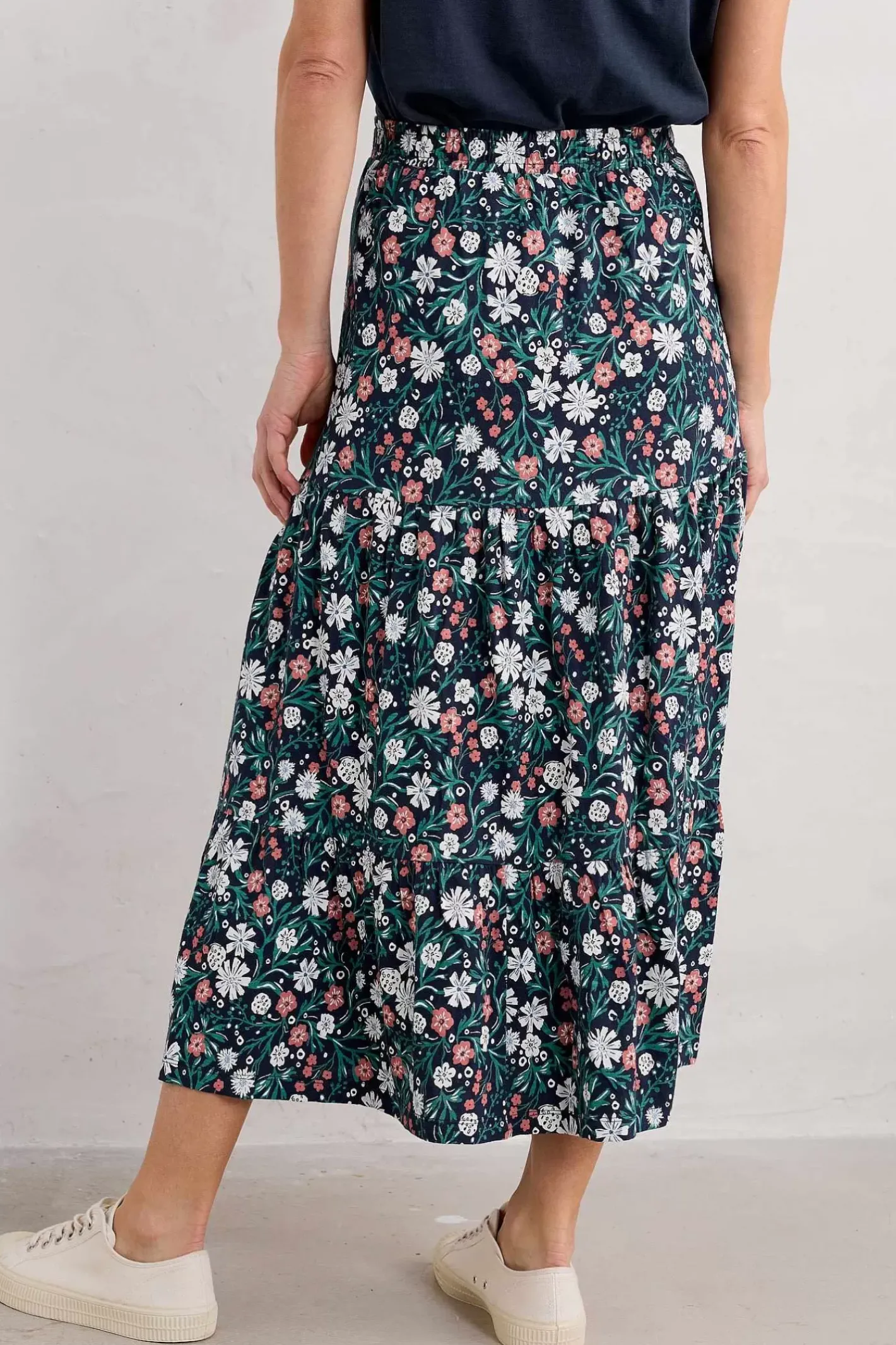 Women Seasalt Cornwall Line Strokes Tiered Midi Skirt