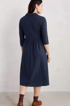 Women Seasalt Cornwall Mainland Jersey Midi Shirt Dress (Gots)