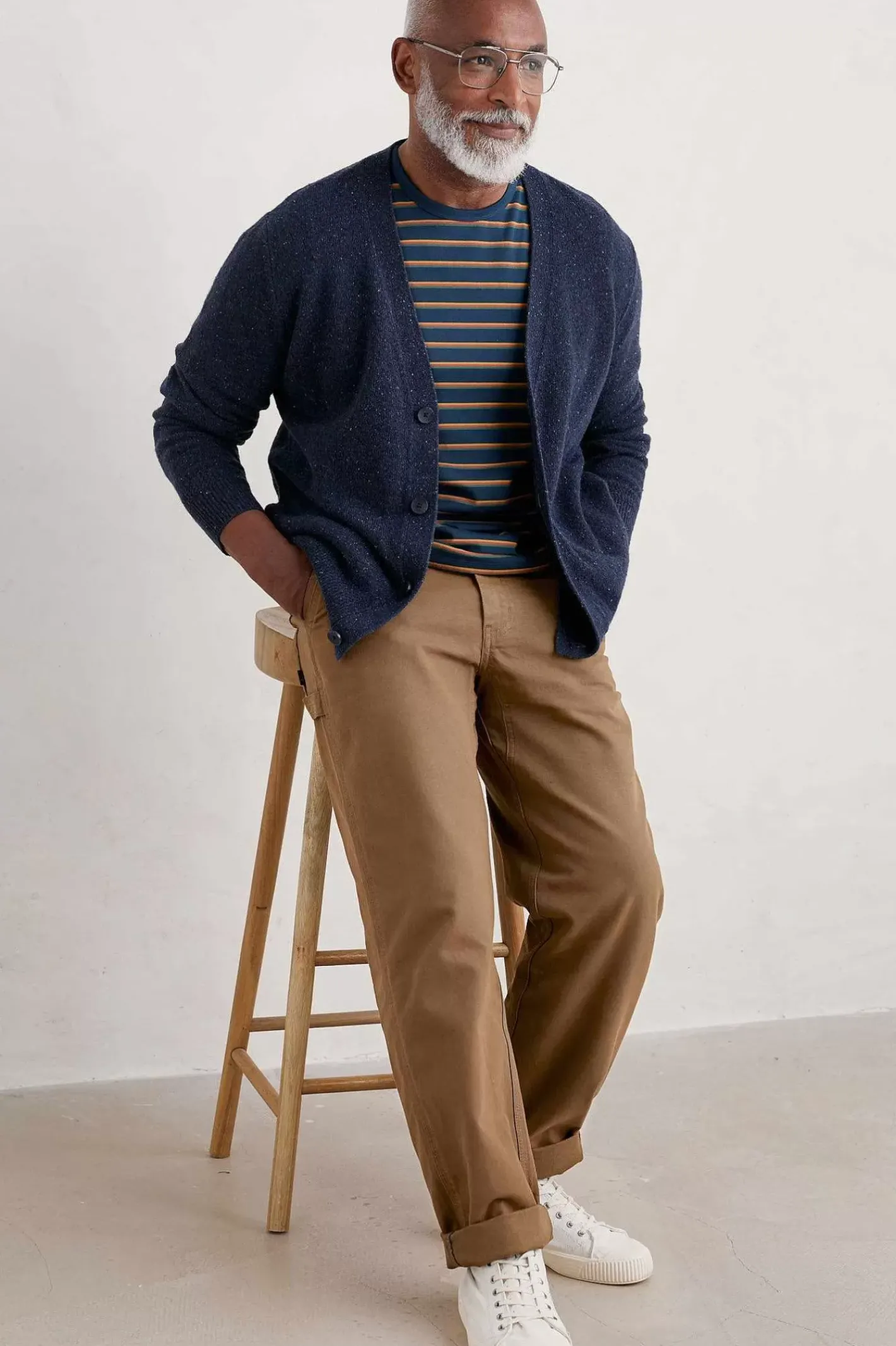 Men Seasalt Cornwall Men's Cleer Lambswool Blend Cardigan