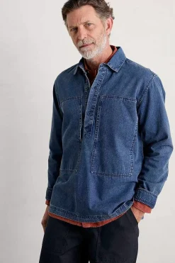Men Seasalt Cornwall Men's Hawser Denim Overshirt