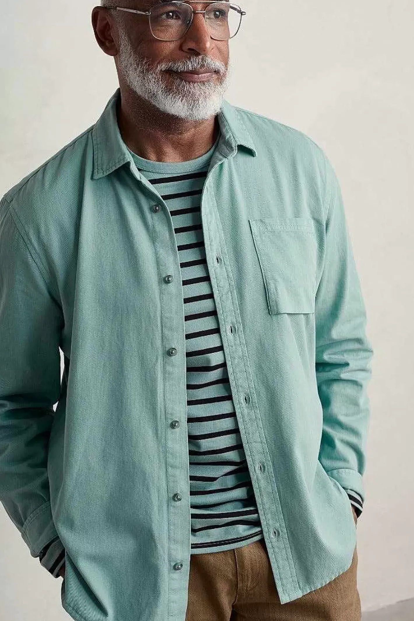 Men Seasalt Cornwall Men's Jackdaw Cotton Twill Shirt (Gots)