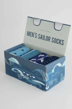 Men Seasalt Cornwall Men's Step Into The Blue Socks Box Of 4