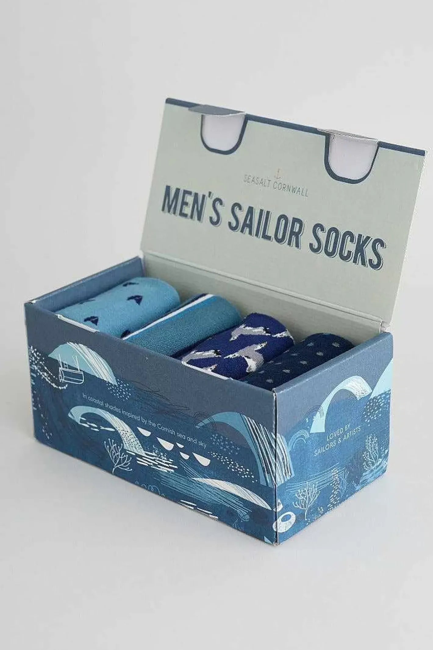 Men Seasalt Cornwall Men's Step Into The Blue Socks Box Of 4