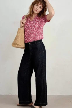 Women Seasalt Cornwall Misty Sky Short Sleeve Jersey Shirt