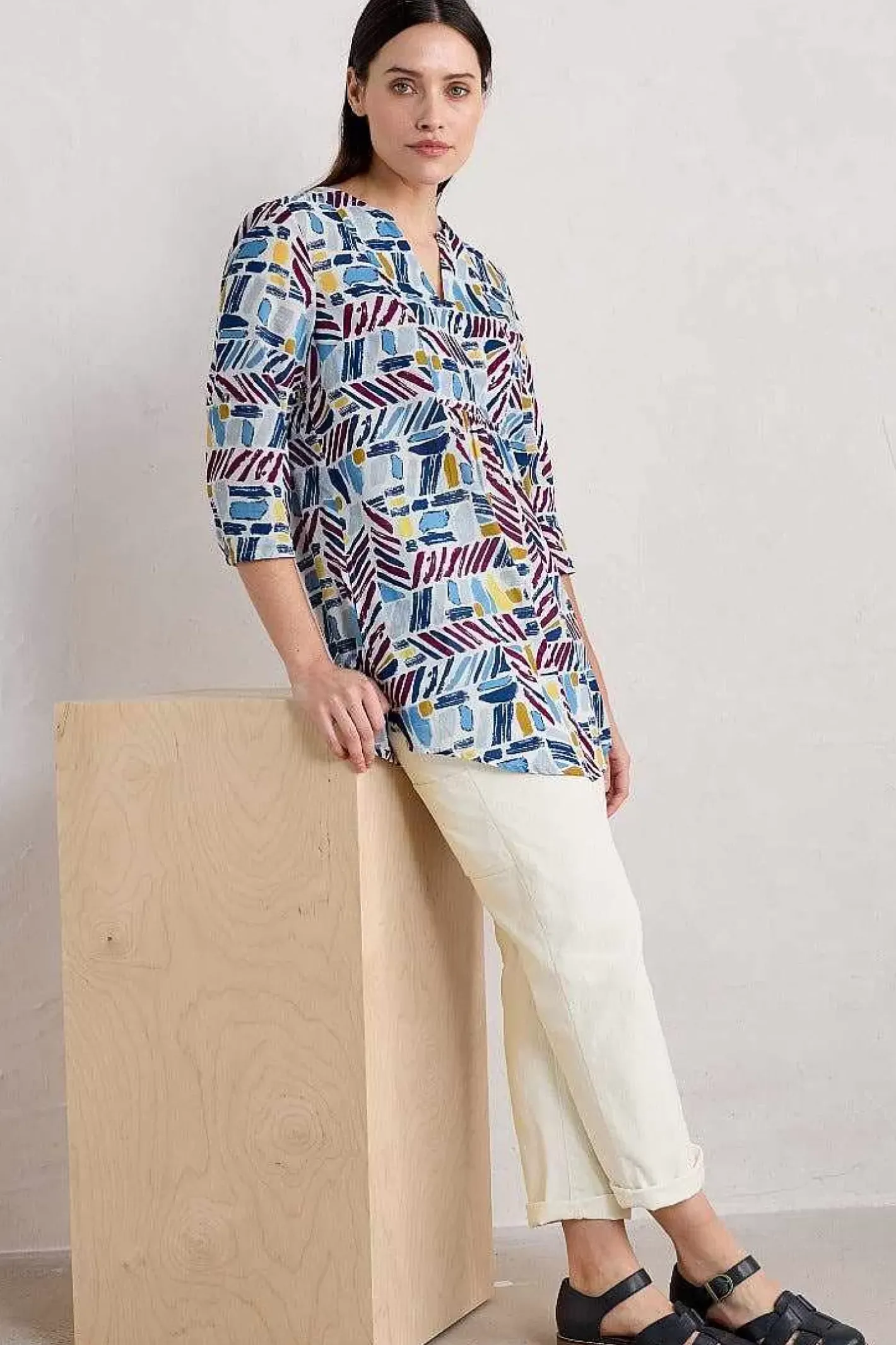 Women Seasalt Cornwall Op Art Organic Cotton Tunic Top