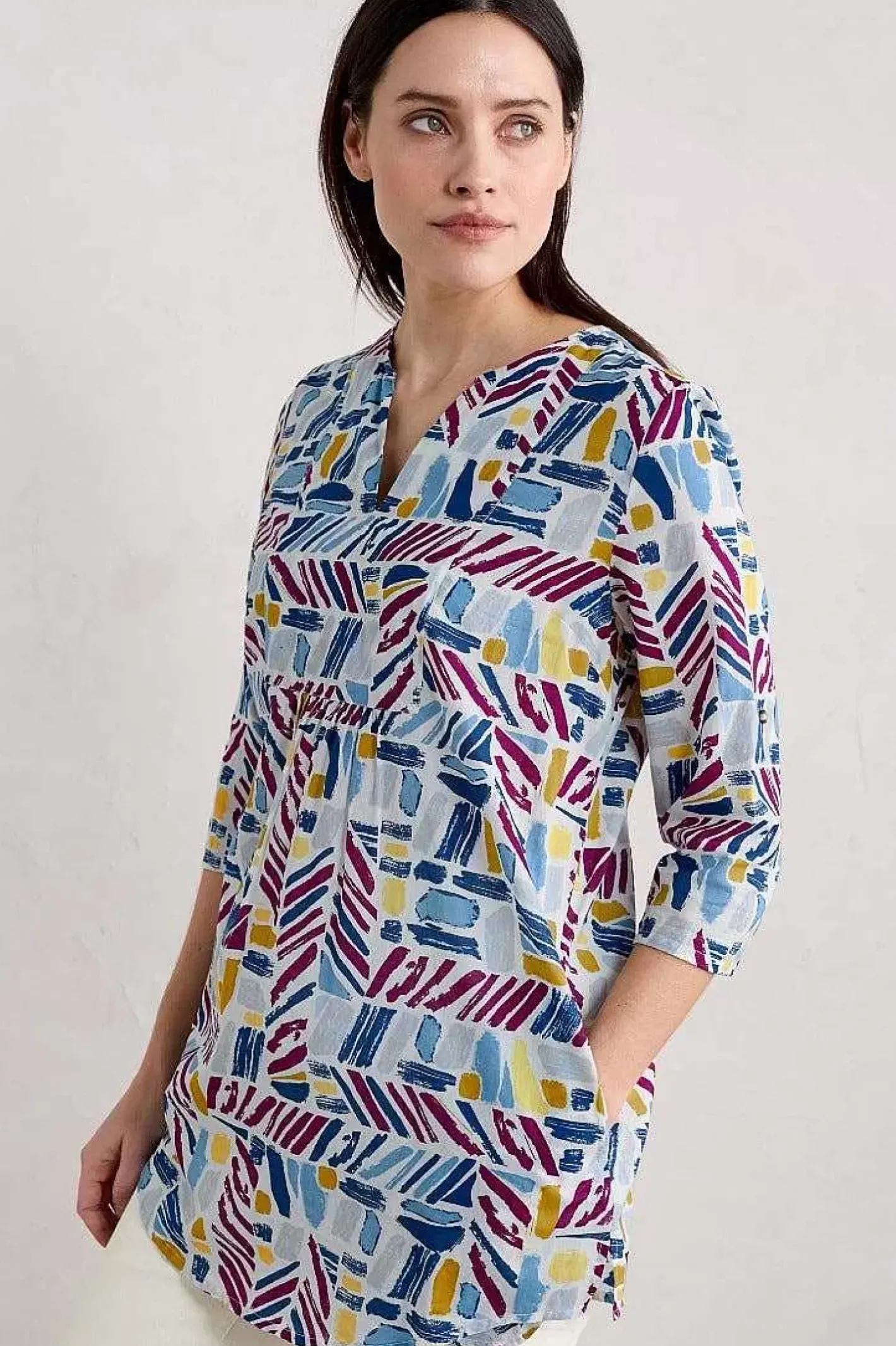 Women Seasalt Cornwall Op Art Organic Cotton Tunic Top