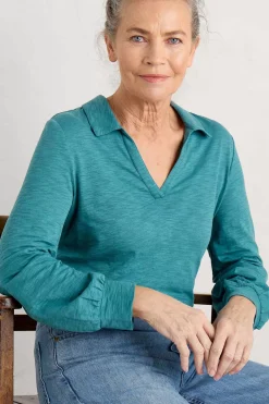 Women Seasalt Cornwall Owles Point V-Neck Jersey Shirt