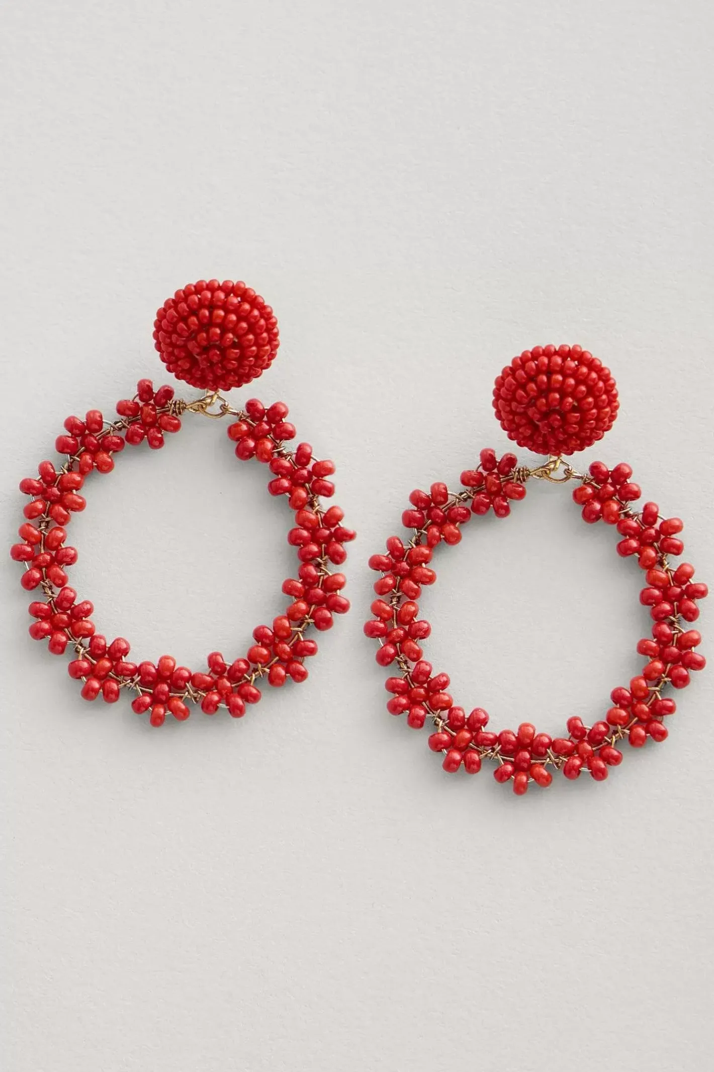 Women Seasalt Cornwall Redpoll Beaded Circle Earrings