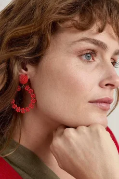 Women Seasalt Cornwall Redpoll Beaded Circle Earrings