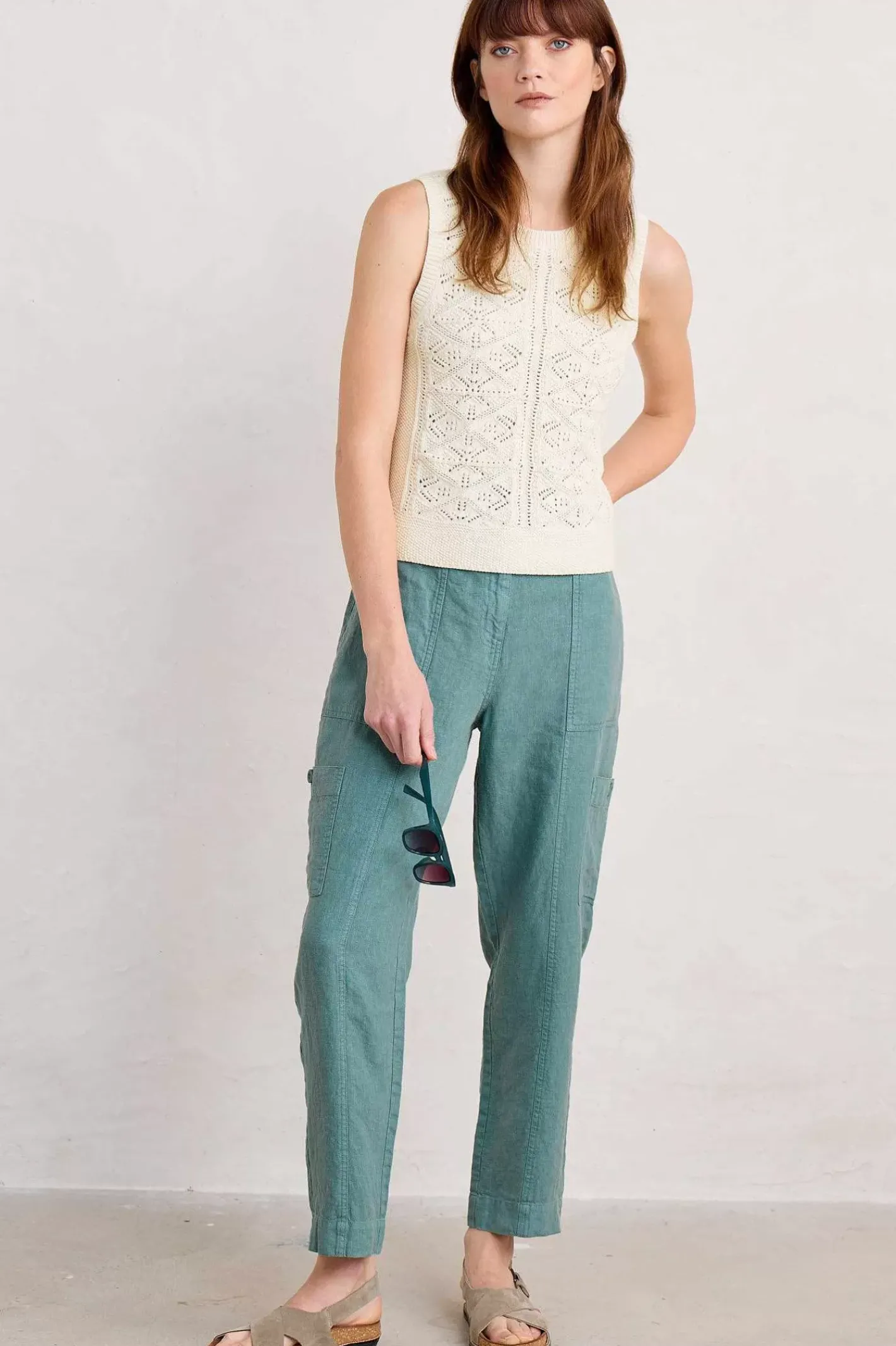 Women Seasalt Cornwall Rock Pipit Linen Trousers
