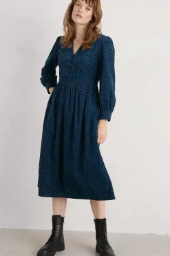 Women Seasalt Cornwall Rose Cottage Printed Cord Midi Dress