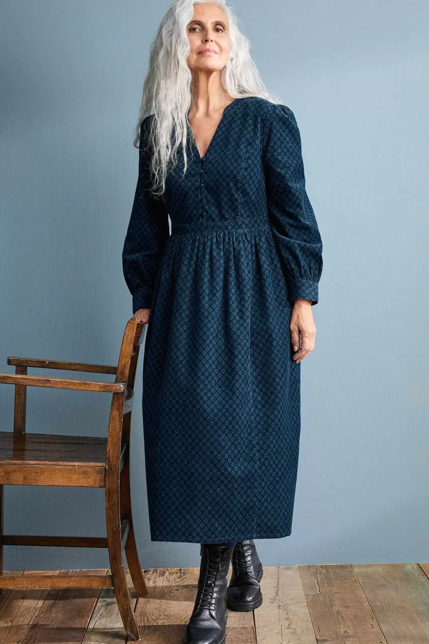 Women Seasalt Cornwall Rose Cottage Printed Cord Midi Dress