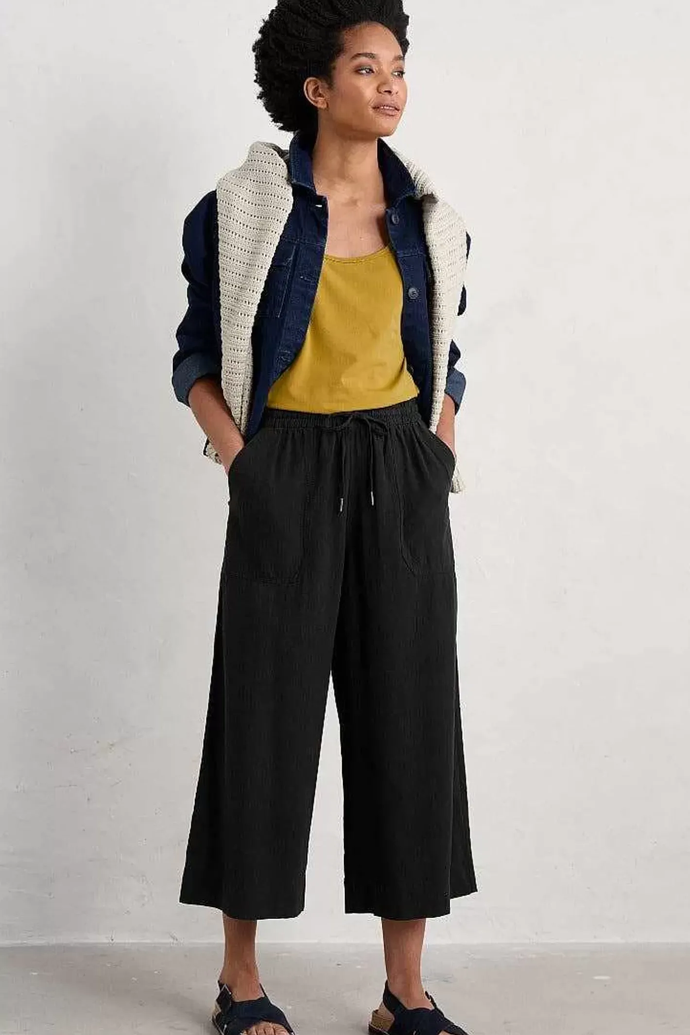 Women Seasalt Cornwall Sea Heart Linen Blend Culottes