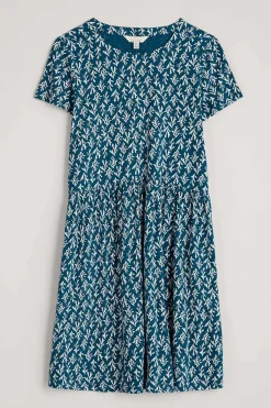 Women Seasalt Cornwall Sea Mirror Jersey Dress With Short Sleeves
