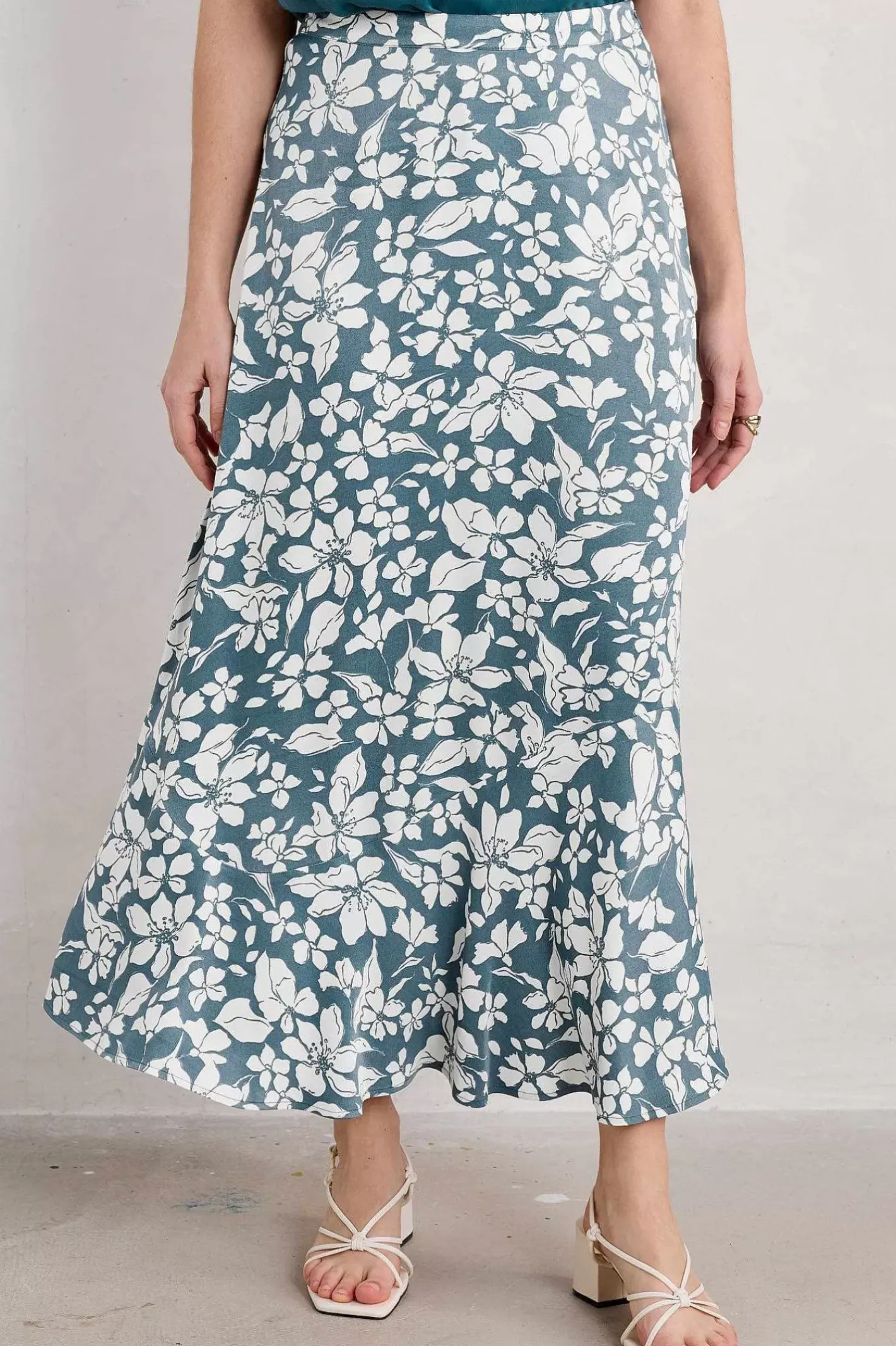 Women Seasalt Cornwall Temple Printed Satin Midi Skirt