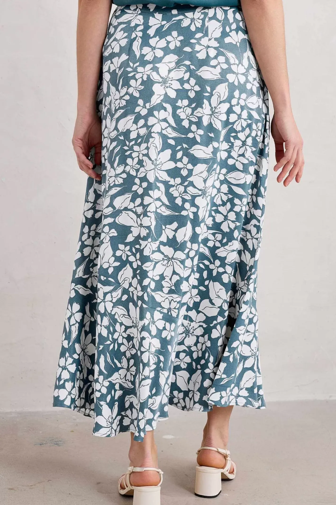 Women Seasalt Cornwall Temple Printed Satin Midi Skirt