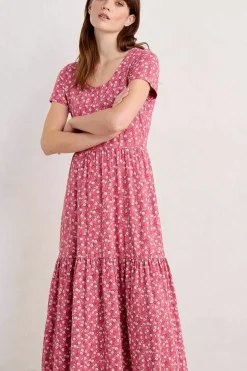 Women Seasalt Cornwall Tor View Short Sleeve Tiered Jersey Dress
