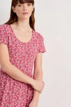 Women Seasalt Cornwall Tor View Short Sleeve Tiered Jersey Dress