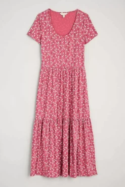 Women Seasalt Cornwall Tor View Short Sleeve Tiered Jersey Dress