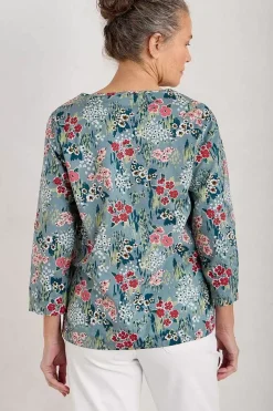 Women Seasalt Cornwall Watercolour Sketch 3/4 Sleeve Top (Gots)