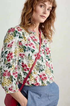 Women Seasalt Cornwall Willow Path 3/4 Sleeve Printed Shirt