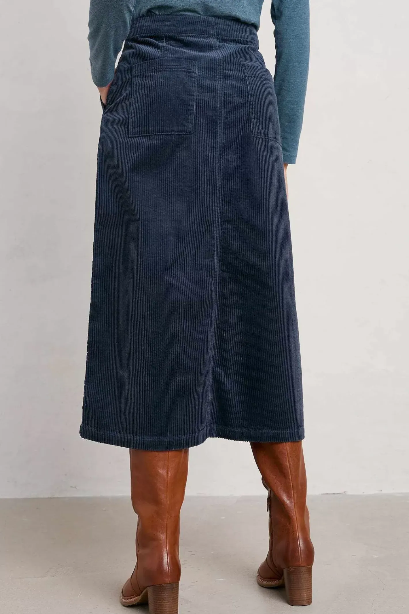 Women Seasalt Cornwall Window Wren Cord Midi Skirt