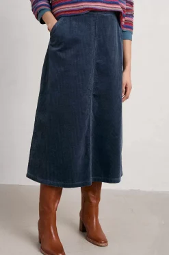 Women Seasalt Cornwall Window Wren Cord Midi Skirt